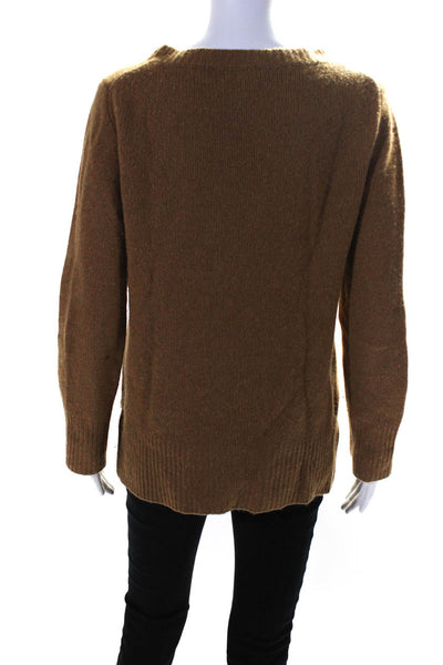 J Crew Collection Womens Scoop Neck Cashmere Sweater Brown Size Small