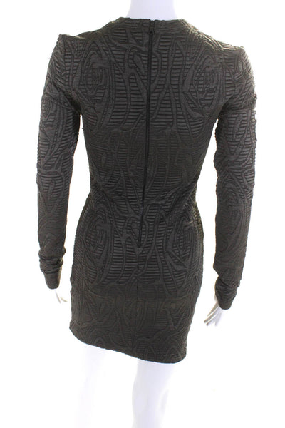 Kimberly Ovitz Women's Textured Long Sleeve Bodycon Mini Dress Brown Size M