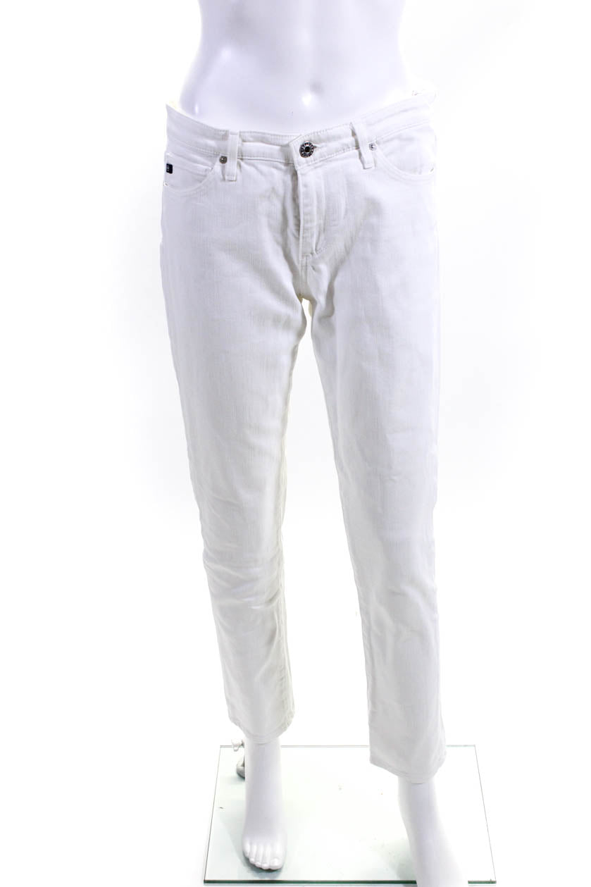 AG Adriano Goldschmied Womens Prima Mid Rise Cigarette Jeans White