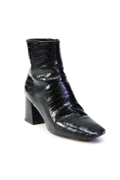 Freda Salvador Womens Side Zip Block Heel Booties Black Leather Size 7