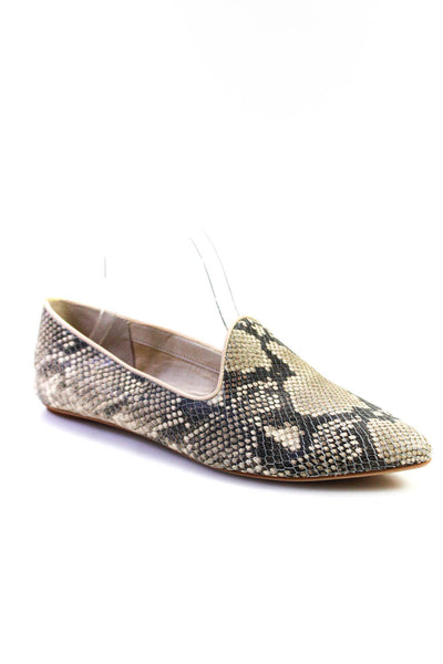 Dolce Vita Womens Snakeskin Print Pointed Toe Slide On Loafers Beige Size 9.5