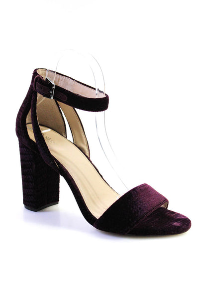 Botkier Womens Velvet Ankle Strap Sandal Heels Dark Purple Size 10