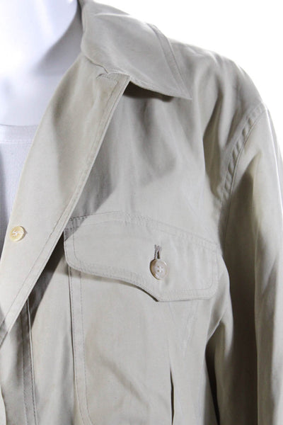 Peter Elliot Women's Long Sleeve Button Down Drawstring Jacket Beige Size 46