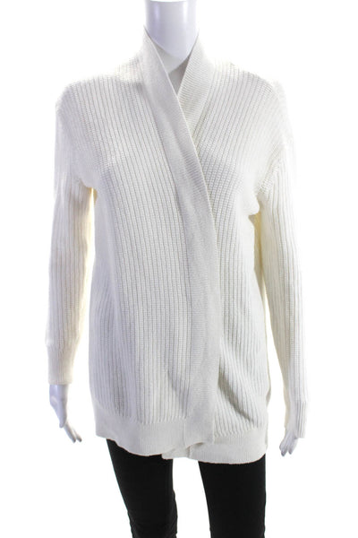 Club Monaco Womens Long Sleeved Open Front Knit Cardigan Sweater White Size S