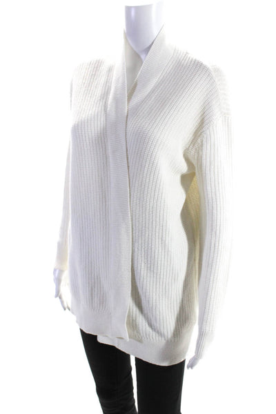 Club Monaco Womens Long Sleeved Open Front Knit Cardigan Sweater White Size S