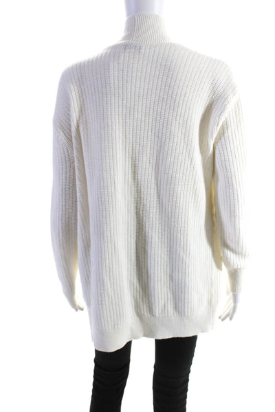 Club Monaco Womens Long Sleeved Open Front Knit Cardigan Sweater White Size S