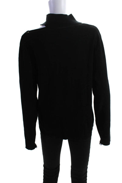 Calvin Klein Women's Mock Neck Cutout Long Sleeves Sweater Black Size XL