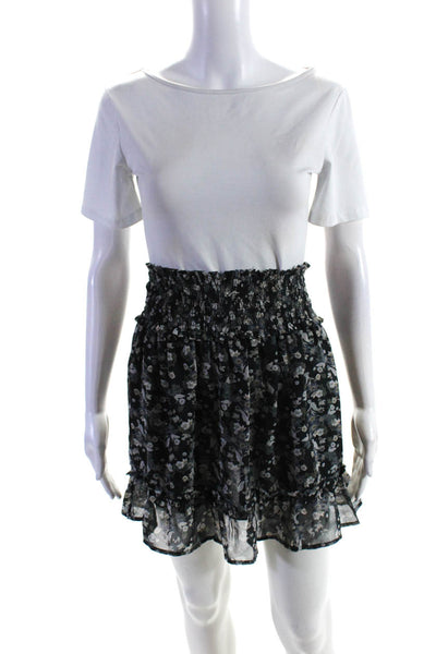 DKNY Women's Smocked Elastic Waist Flare Mini Floral Skirt Size M