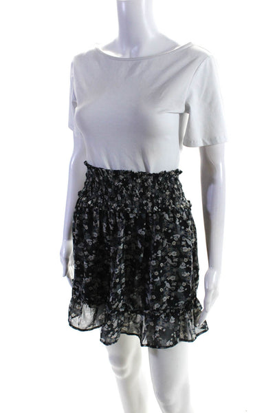 DKNY Women's Smocked Elastic Waist Flare Mini Floral Skirt Size M