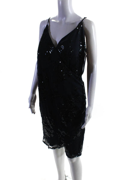 Speechless Women's V-Neck Spaghetti Straps Embellish Sequin Dress Blue Size 24