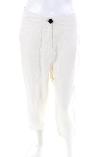 Becken Womens Darted Buttoned Tapered Capri Pants White Size EUR30