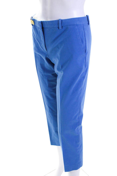 Theory Womens Cobalt Blue High Rise Pleated Straight Leg Trouser Pants Size 4