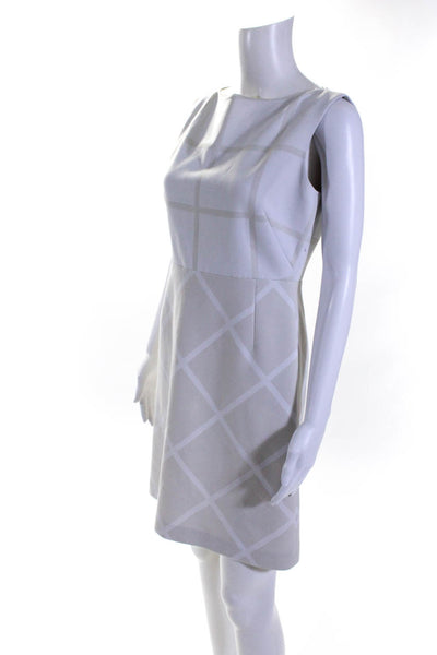 Elie Tahari Womens Beige White Diamond Boat Neck Sleeveless Shift Dress Size 6