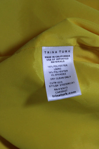 Trina Turk Womens Yellow Ruffle V-Neck Zip Back Sleeveless Shift Dress Size XS