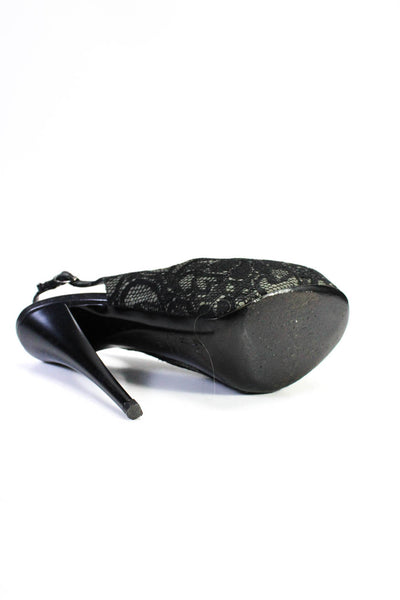 Giuseppe Zanotti Design Womens Lace Monro Slingbacks Green Black Size 39.5 9.5