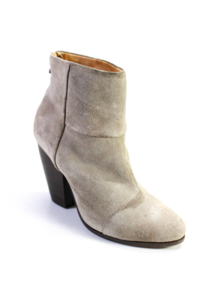 Rag & Bone Womens Suede Zippered Block Heeled Ankle Boots Booties Gray Size 10