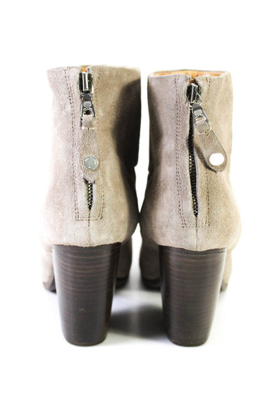 Rag & Bone Womens Suede Zippered Block Heeled Ankle Boots Booties Gray Size 10