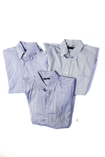 +J The Men's Store Mens Cotton Plaid Long Sleeve Dress Shirts Blue Size 3 L Lot3