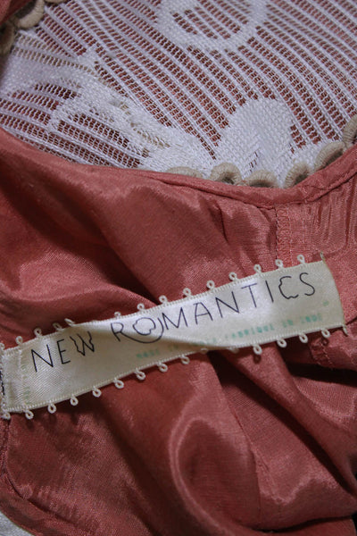 New Romantics Womens Floral Knit Sleeveless Mini Dress Beige Orange Size 4
