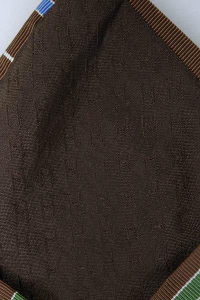 Hermes Men's Silk Cotton Blend Striped Tie Brown One Size