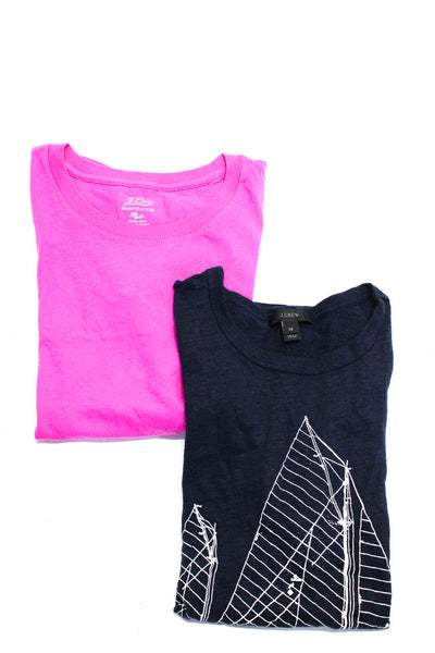 J Crew Womens Cotton Short Sleeve Graphic T-Shirts Tops Pink Size XS S Lot 2