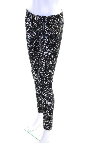 Balenciaga Womens Crosshatch Print Mid Rise Skinny Jeans Black White Size FR 36