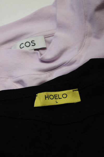 COS Hoelo Womens Half Sleeved Crew Neck T Shirts Tops Pink Black Size L Lot 2