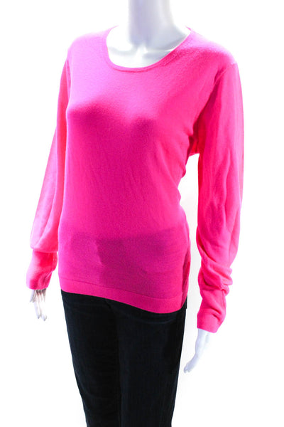 J Crew Womens 100% Merino Wool Round Neck Long Sleeved Sweater Hot Pink Size XL