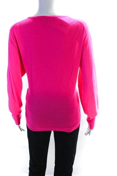 J Crew Womens 100% Merino Wool Round Neck Long Sleeved Sweater Hot Pink Size XL