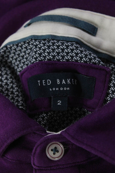 Ted Baker London Men's Short Sleeve Polo Shirt Purple Size 2