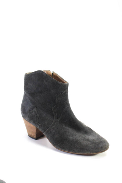 Isabel Marant Womens Suede Almond Toe Ankle Western Boots Gray Size 9US 39EU