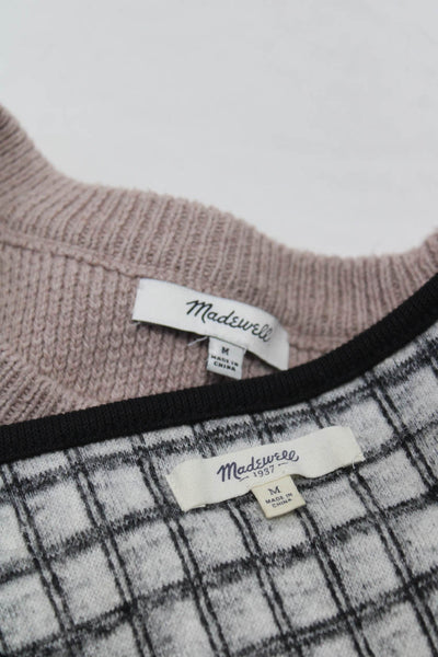 Madewell Womens Knit Open Back Sweater Split Hem Shirt Pink White Size M Lot 2
