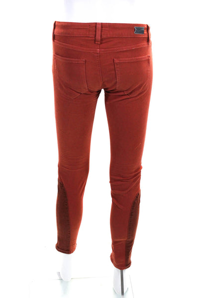 Paige Womens Low Rise Zippered Ankle Patch Skinny Jeans Pants Orange Size 23
