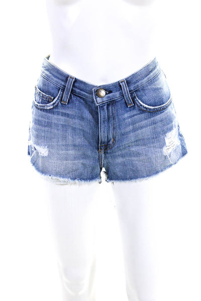 Current/Elliott Womens Relaxed Fit Ripped Cutoff Mini Jean Shorts Blue Size 0