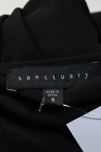 Sanctuary Womens Sleeveless Woven Panel Scoop Neck Tank Top Blouse Black Size S