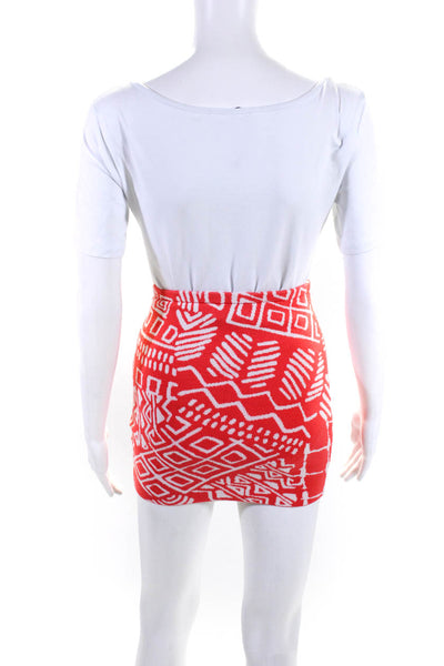 Torn by Ronny Kobo Womens Abstract Print Tight Knit Mini Skirt Red White Size M