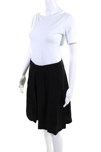 Theory Womens A Line Knee Length Pocket Pleated High Rise Skirt Black Size 4
