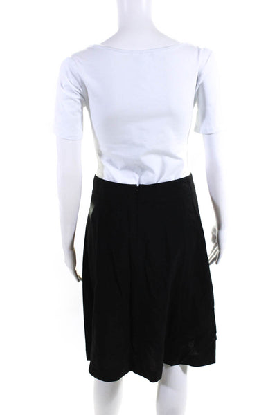 Theory Womens A Line Knee Length Pocket Pleated High Rise Skirt Black Size 4