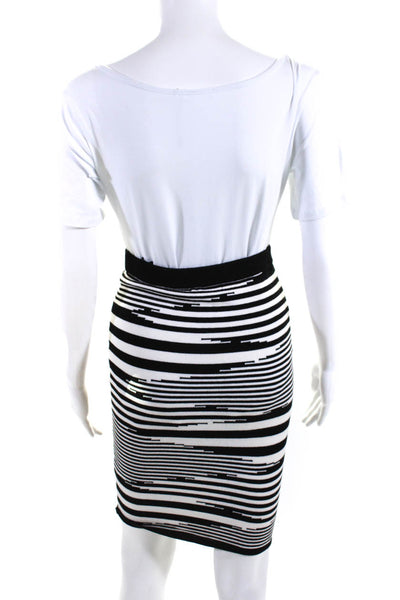 Intermix Womens Striped Elastic Waist Stretch Wiggle Skirt White Black Size P