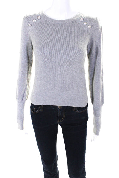 Veronica Beard Womens Pullover Long Sleeved Button Accent Sweater Gray Size XS