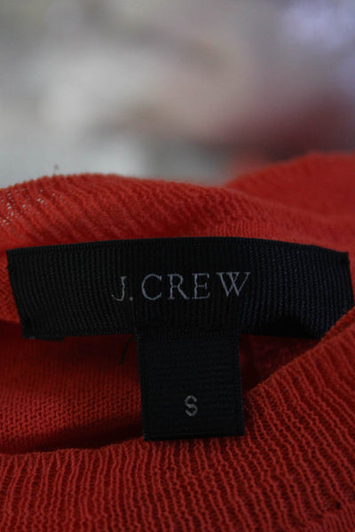 J Crew Womens Long Sleeves Crew Neck Sweater Orange Cotton Size Small