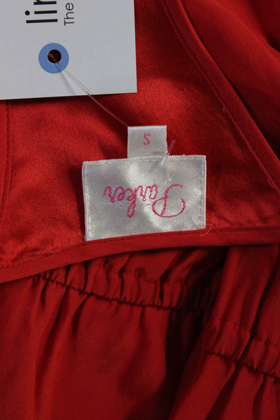 Parker Women's Scoop Neck Silk Ruffle Mini Dress Red Size S