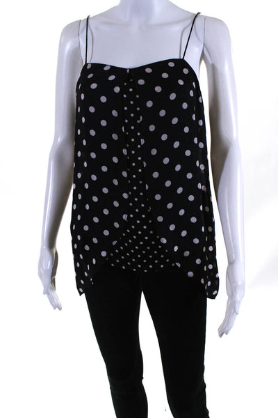Intermix Women's Sleeveless Polka Dot Silk Tank Top Blouse Black Size P