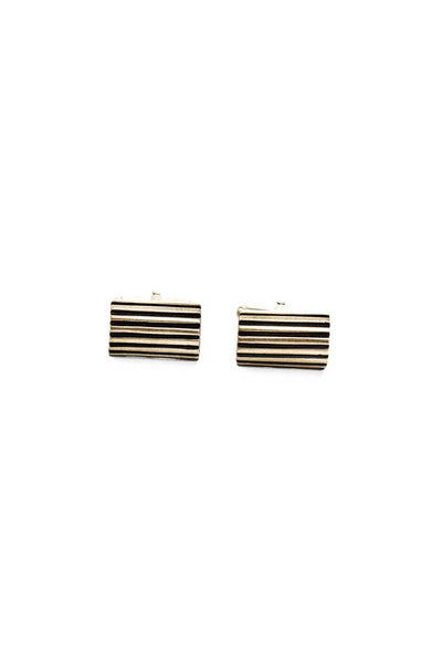 Catherine M. Zadeh Mens Sterling Silver Rectangular Striped Cuff Links Silver