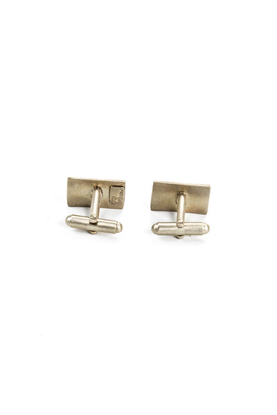 Catherine M. Zadeh Mens Sterling Silver Rectangular Striped Cuff Links Silver