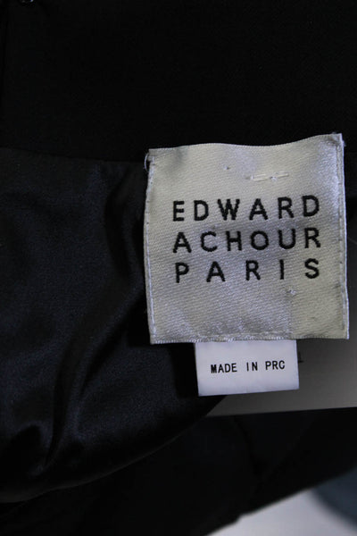 Edward Achour Womens High-Rise Pleated Hem Wide Leg Palazzo Pants Black Size 36