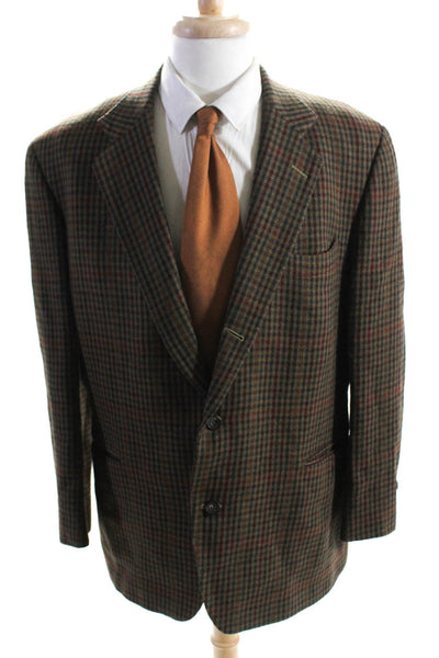 Faconnable Mens Wool Long Sleeve Notched Collared Blazer Jacket Orange Size XL