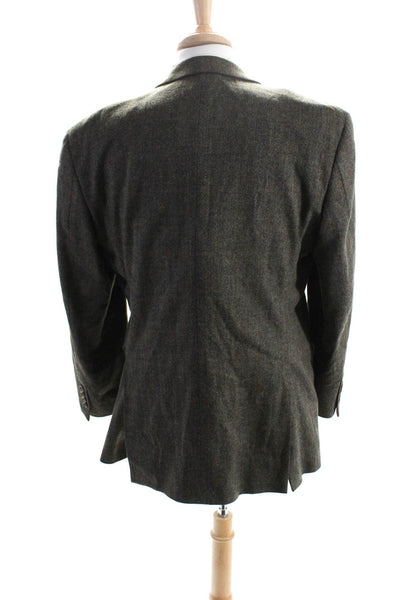 Angelo Nardelli Mens Wool Woven Long Sleeve 2 Button Blazer Jacket Green Size 42