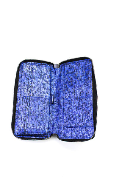 3.1 Phillip Lim Womens Pebbled Leather Rectangular Zippered Wallet Blue Black