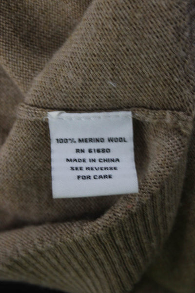 525 America Womens Merino Wool Round Neck Long Sleeve Knit Sweater Brown Size M